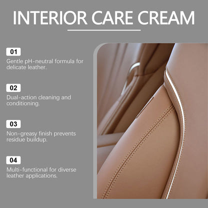 Homonth Car Leather Care Cream, Interior Leather Cleaning Decontamination New Bright Multi-Functional Care Cream