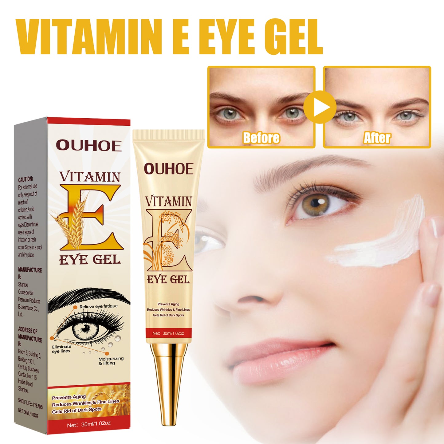 Vitamin E Eye Cream, Lightened Dark Circles Crow's Feet, Firmed And Moisturized Eye Cream