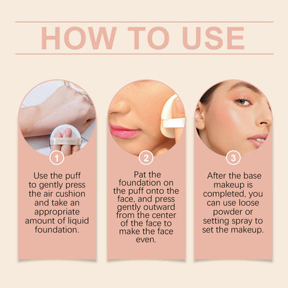 Eelhope Compact Air Cushion Foundation (Natural Color) Natural Lightweight Concealer Durable And Easy To Remove Makeup No Fake White Moisture Cushion