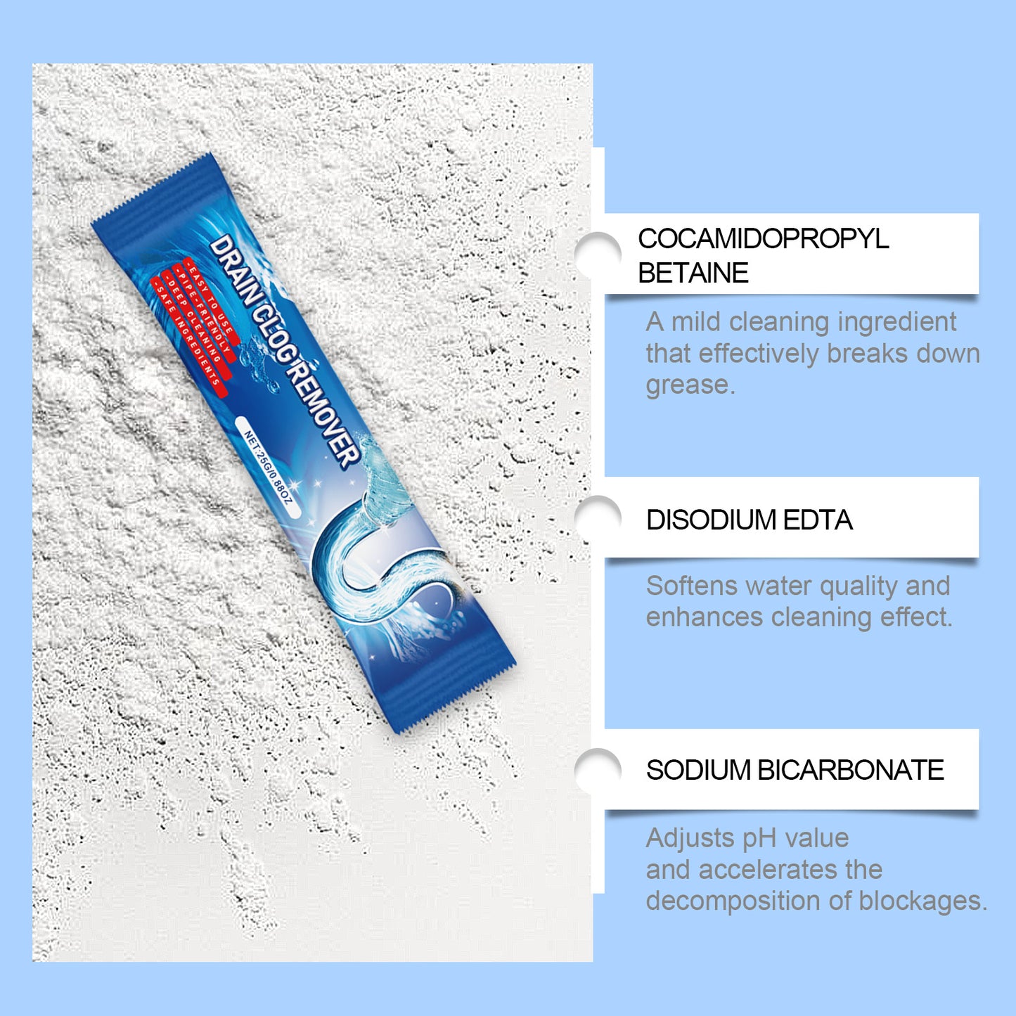 Pipe Dredging Powder, Toilet Pipe Toilet Floor Drain Kitchen Drain Clogged Dredging Powder