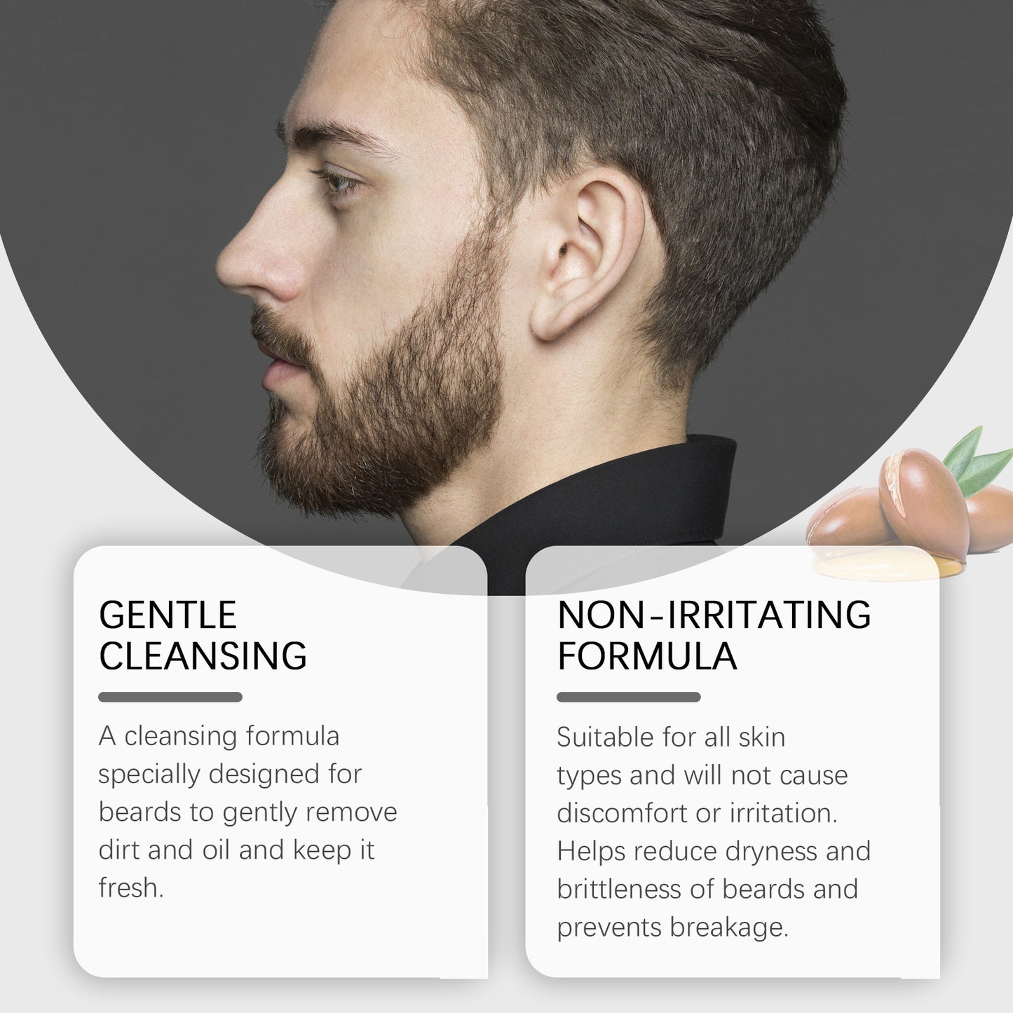 East Moon Facial Hair Shampoo Men's Facial Hair Cleansing Moisturizing Soft Facial Hair Gentle Clean Shave