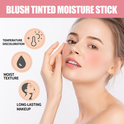 Blush Stick, Brightening Primer Solid Contouring Natural Nude Makeup Waterproof Lightweight Multi-Functional Blush Stick