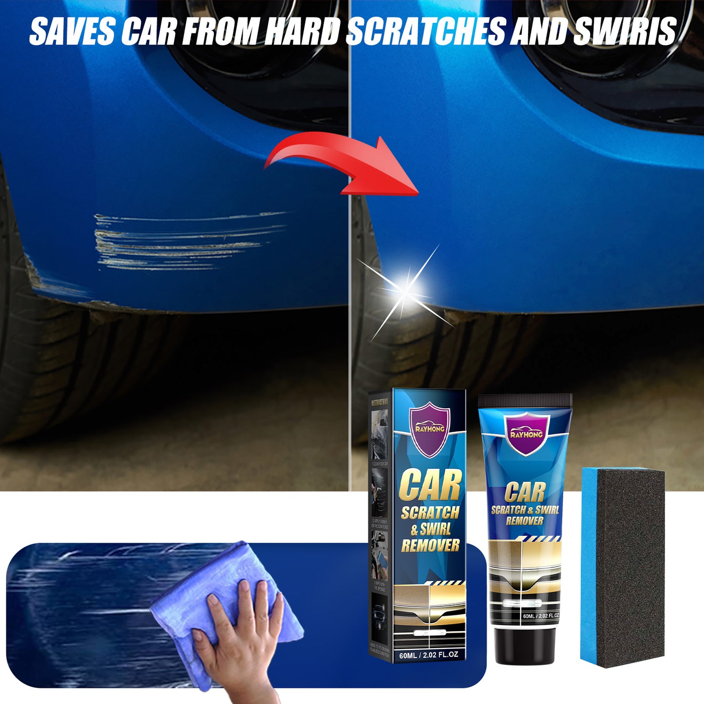 Car Scratch Repair Cream, Car Maintenance Refurbishment Paint Scratches Scratches Polishing Paint Repair Paste