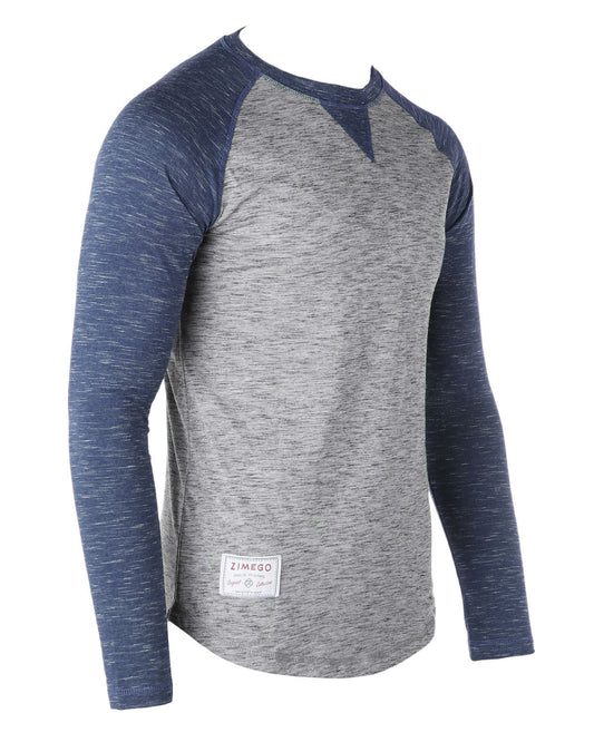 ZIMEGO Men Athletic Fit Baseball Retro Contrast Long Sleeve Raglan T-Shirt