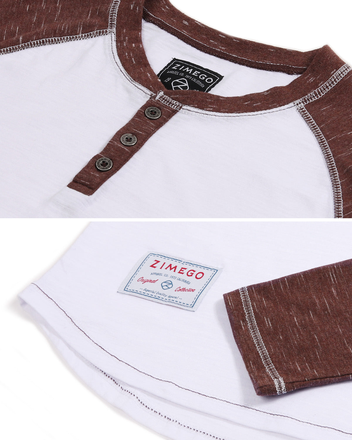 ZIMEGO Men's Long Sleeve Athletic Stripes Arm Contrast Raglan Henley - ZGLS555