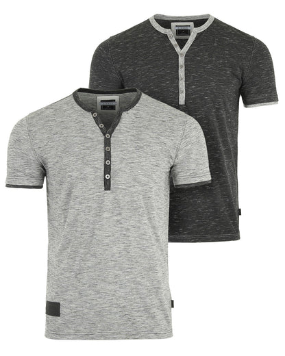 Short Sleeve Y Neck Henley Button T-Shirts