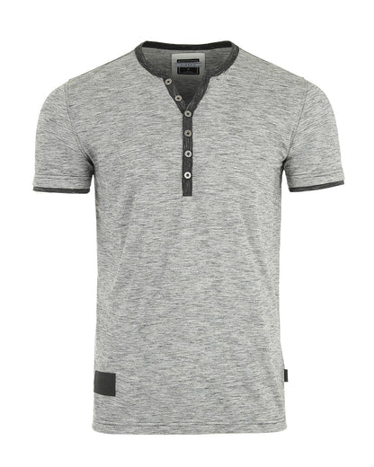 Short Sleeve Y Neck Henley Button T-Shirts