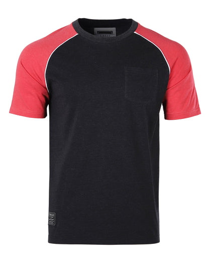 Mens Short Sleeve Raglan Tee - Color Block Retro Casual T-Shirt