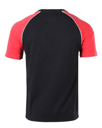 Mens Short Sleeve Raglan Tee - Color Block Retro Casual T-Shirt
