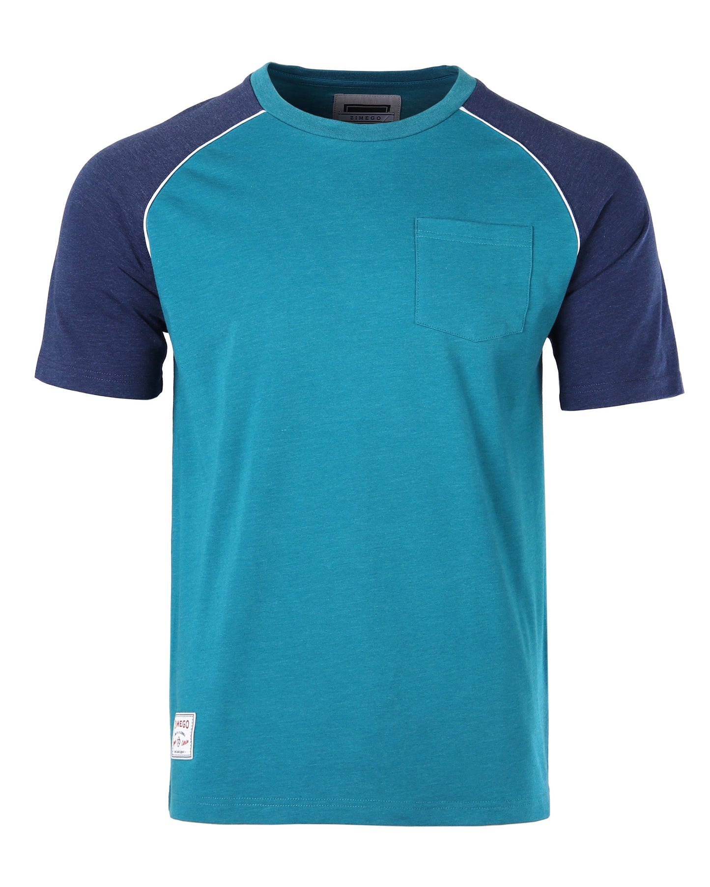 Mens Short Sleeve Raglan Tee - Color Block Retro Casual T-Shirt