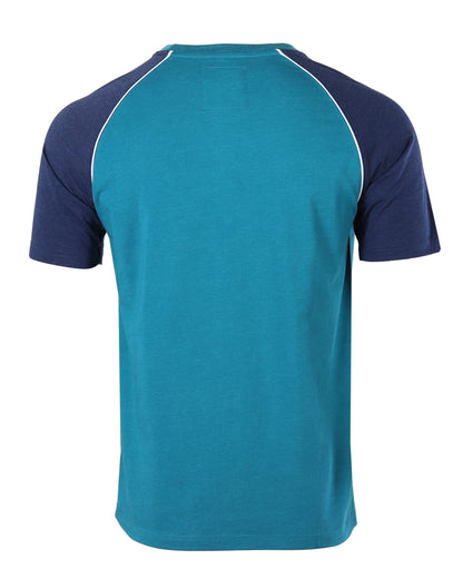 Mens Short Sleeve Raglan Tee - Color Block Retro Casual T-Shirt