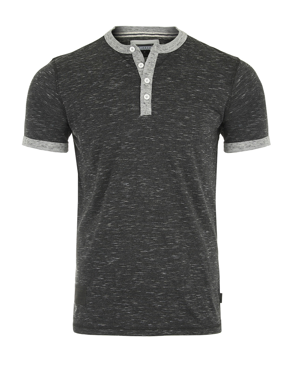 Short Sleeve Contrast Casual Ringer Henley T-Shirt