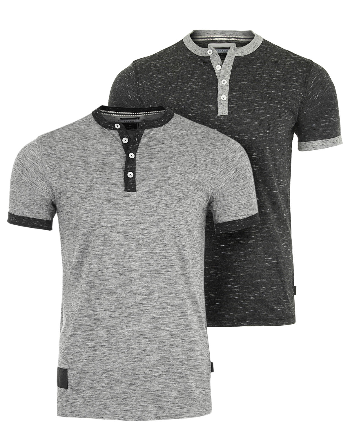 Short Sleeve Contrast Casual Ringer Henley T-Shirt