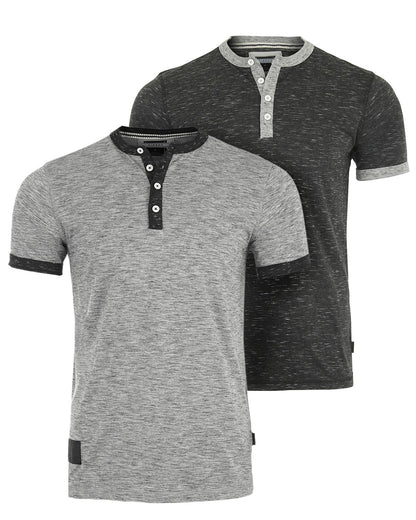 Short Sleeve Contrast Casual Ringer Henley T-Shirt